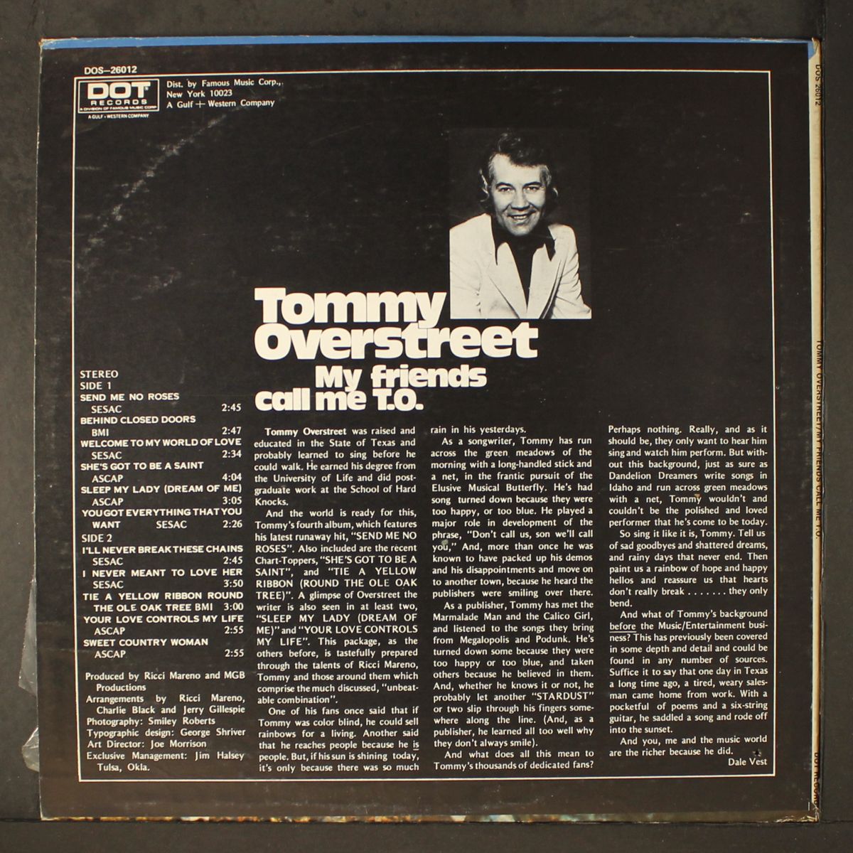 my friends call me t.o. by TOMMY OVERSTREET