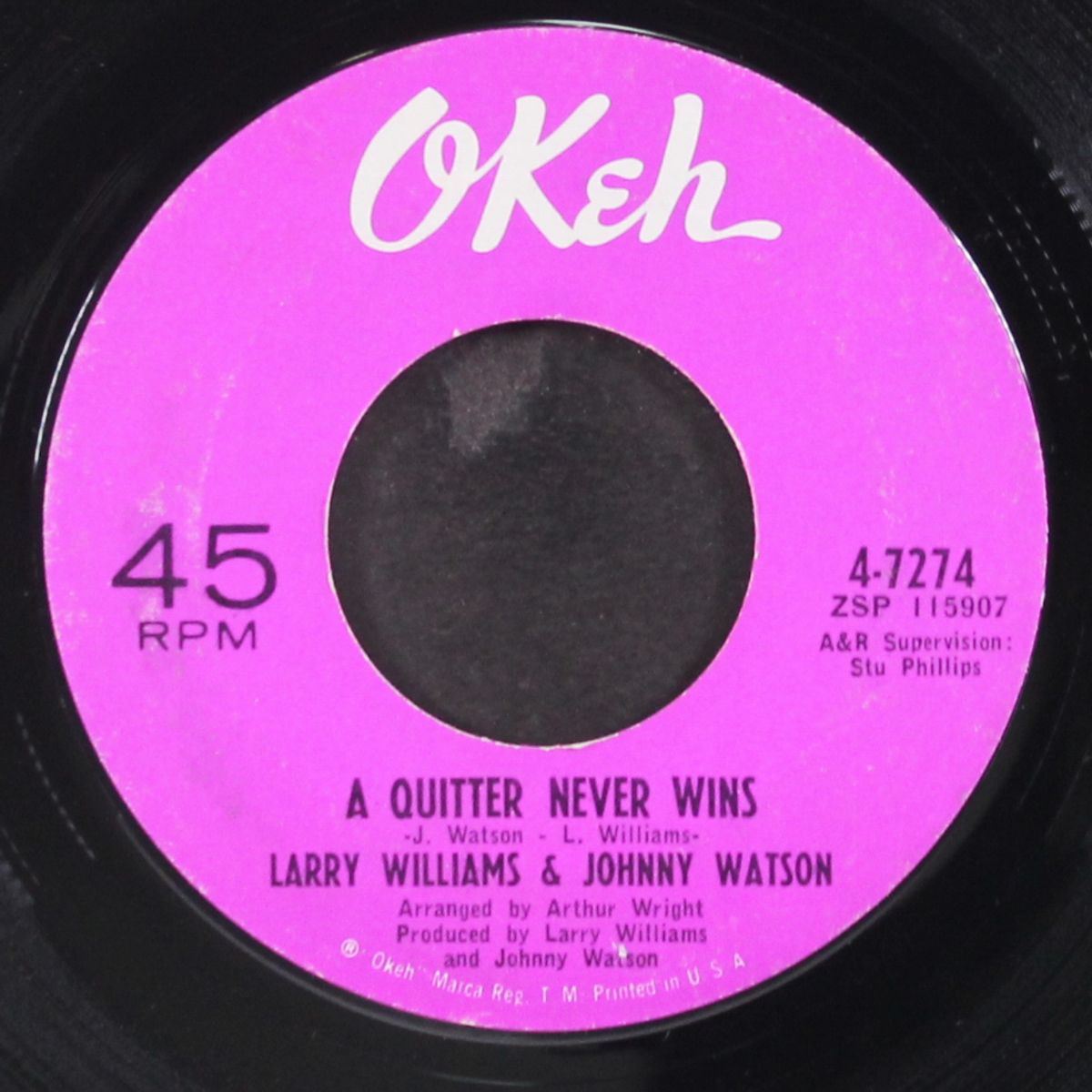 a quitter never wins / mercy mercy mercy by LARRY WILLIAMS & JOHNNY WATSON