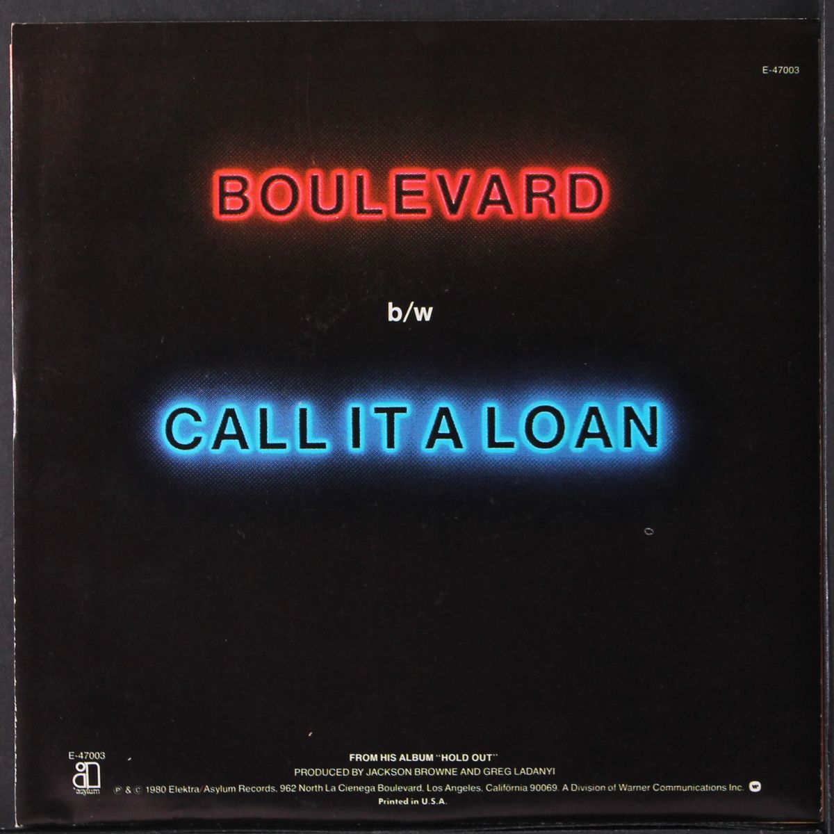 boulevard / call it a loan by JACKSON BROWNE