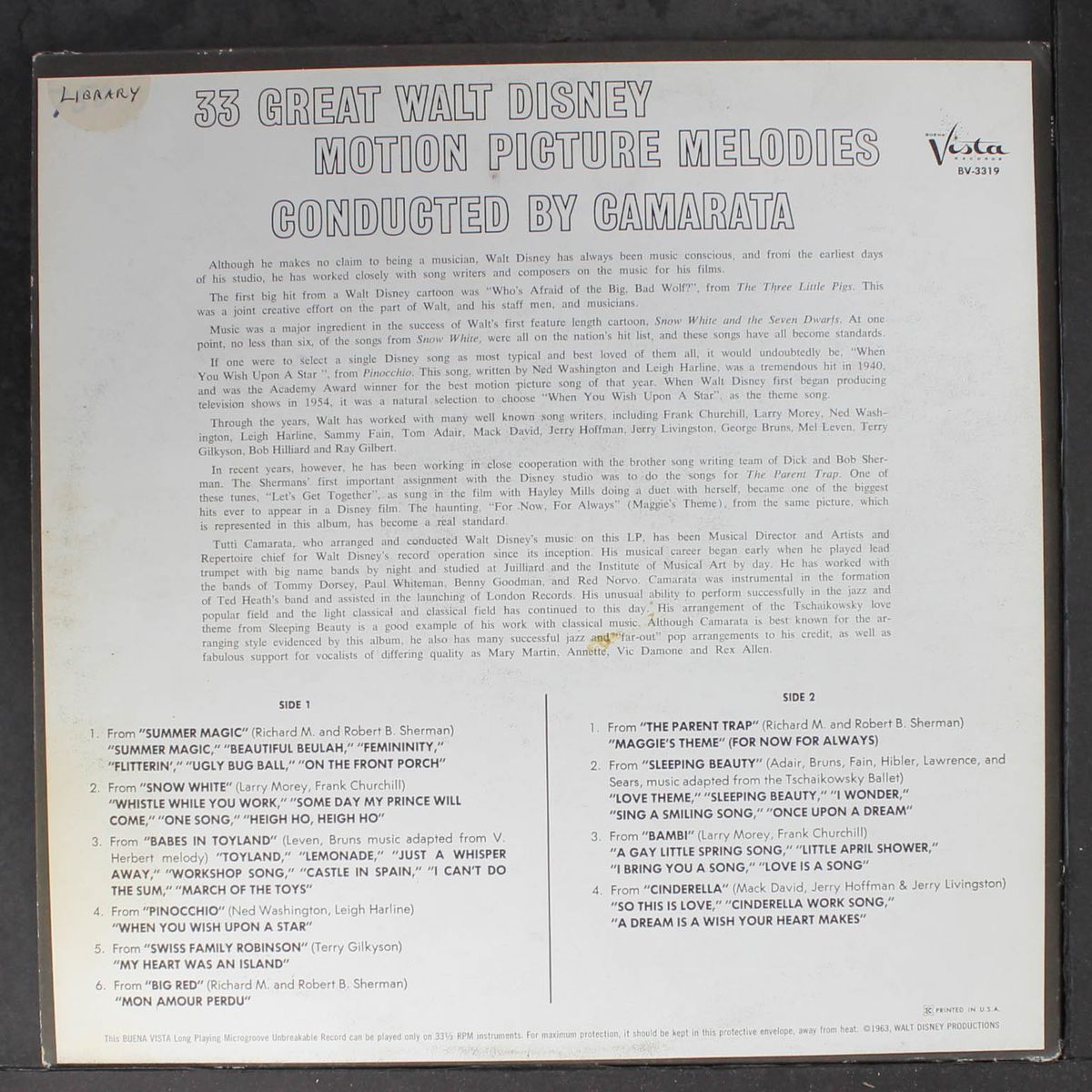 33 great walt disney motion picture melodies by CAMARATA
