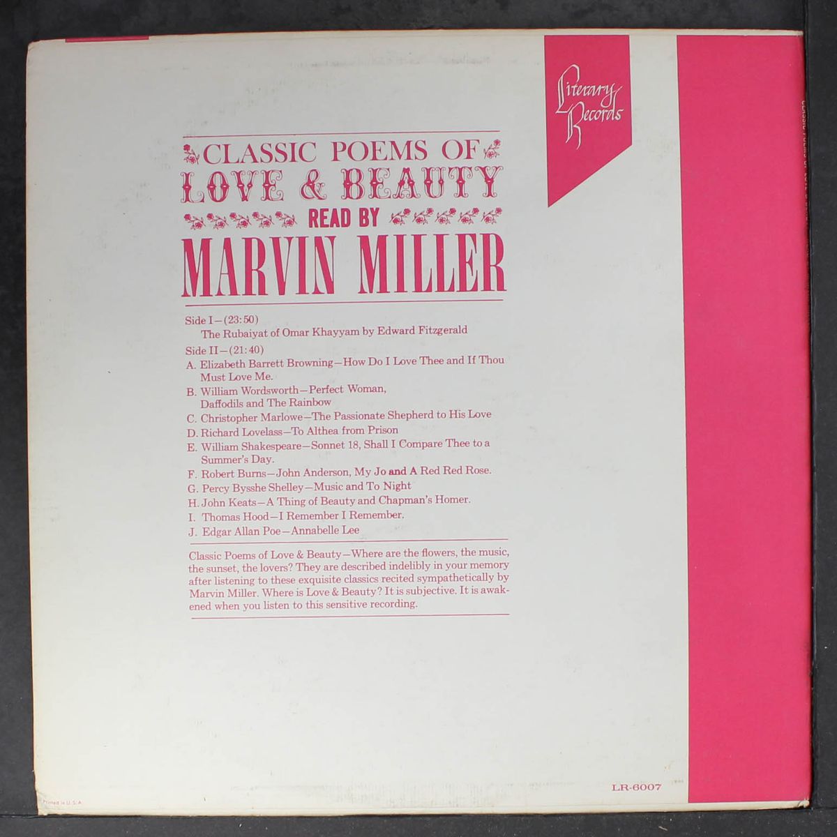 classic poems of love & beauty by MARVIN MILLER