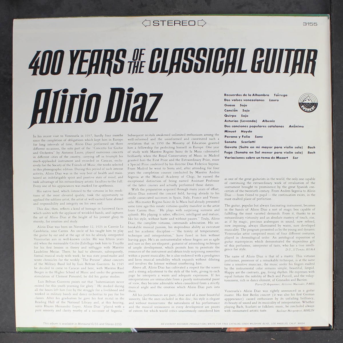 400 years of the classical guitar by ALIRIO DIAZ