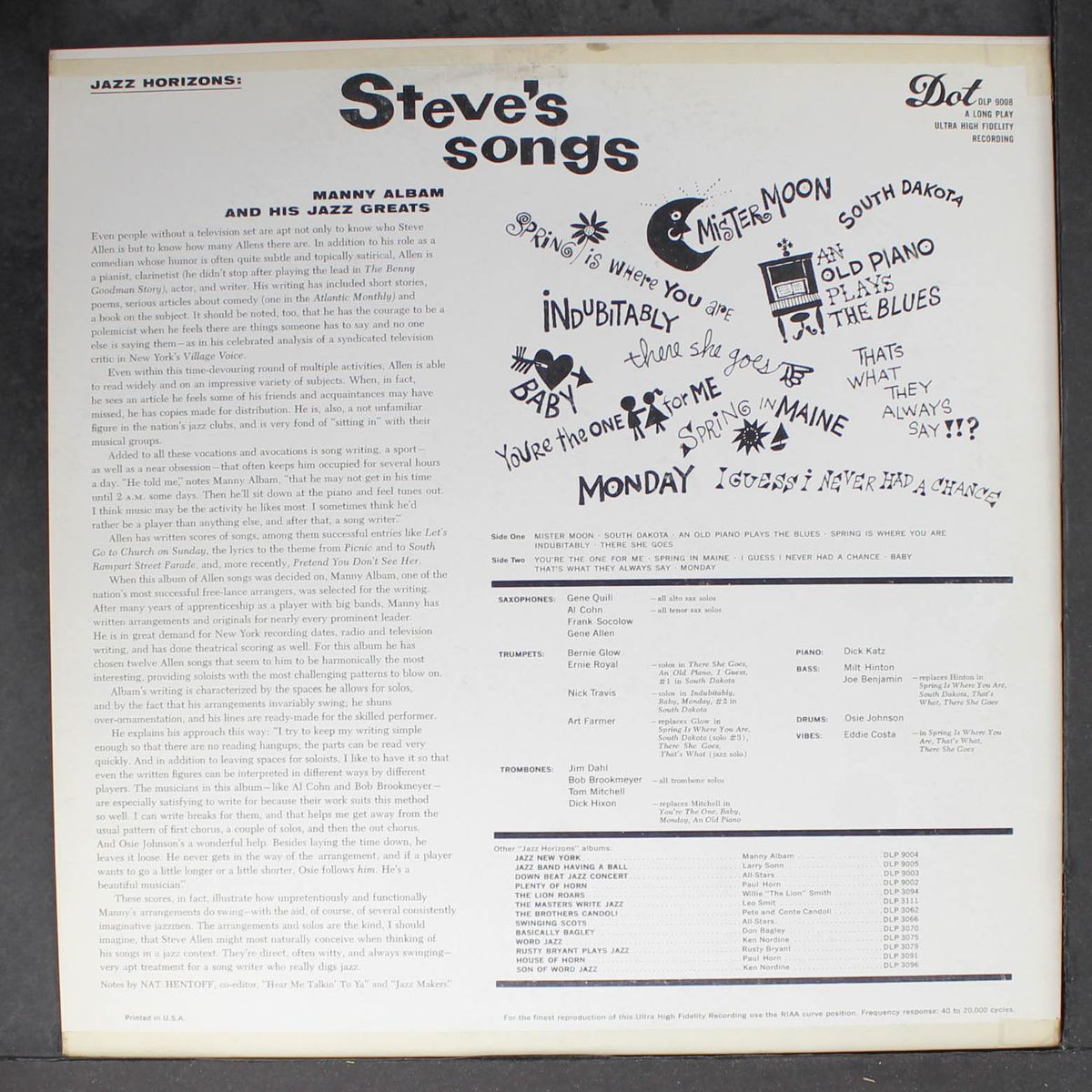 steve's songs by MANNY ALBAM