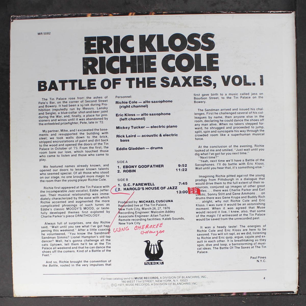 battle of the saxes vol 1 by ERIC KLOSS, RICHIE COLE
