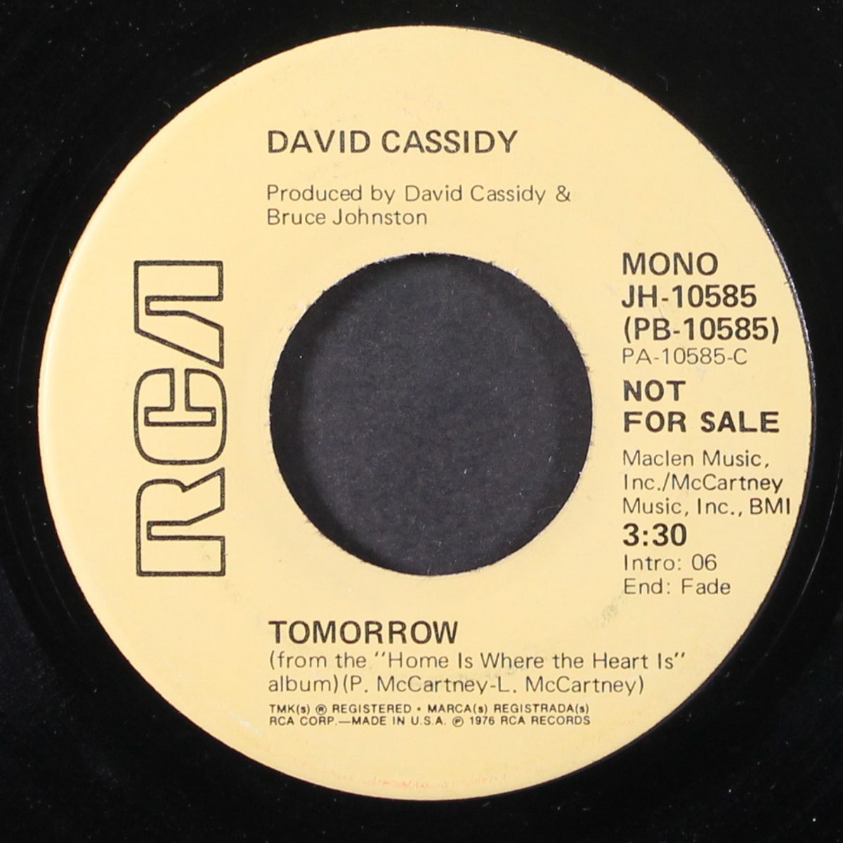 tomorrow / mono by DAVID CASSIDY