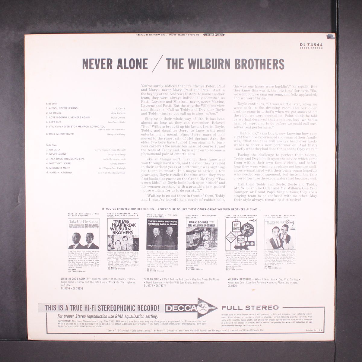 never alone by WILBURN BROTHERS