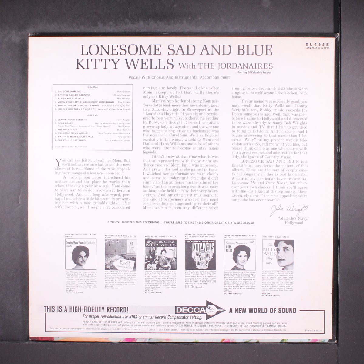 lonesome sad and blue by KITTY WELLS