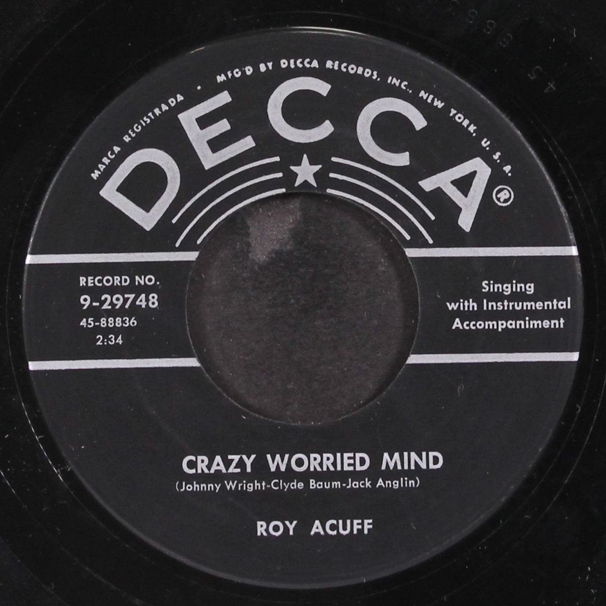 crazy worried mind by ROY ACUFF