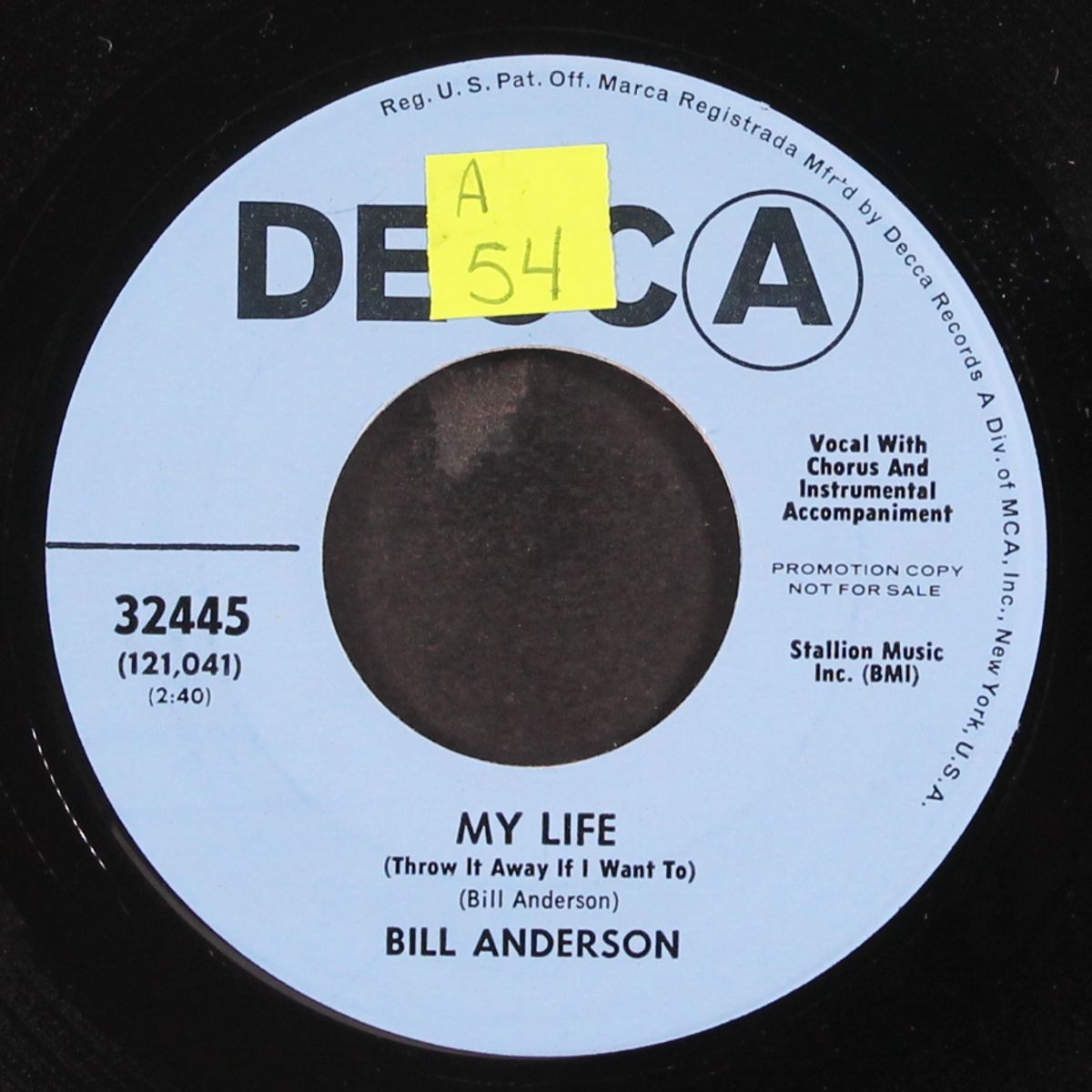 my life / to be alone by BILL ANDERSON