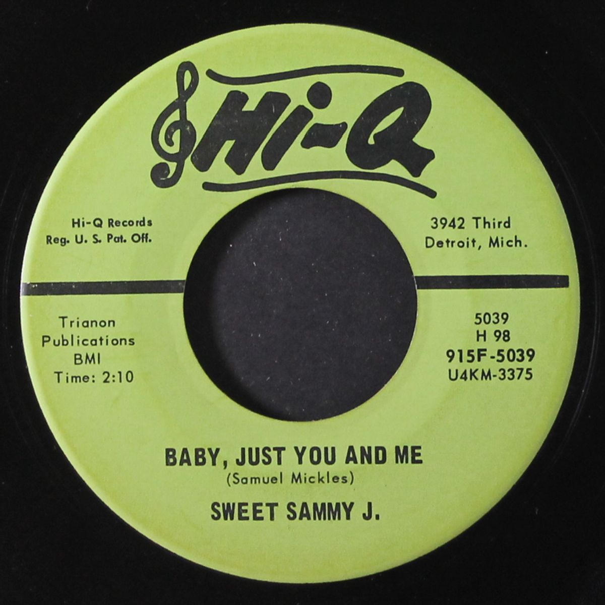 baby, just you and me / her heart must be made of stone by SWEET SAMMY J.