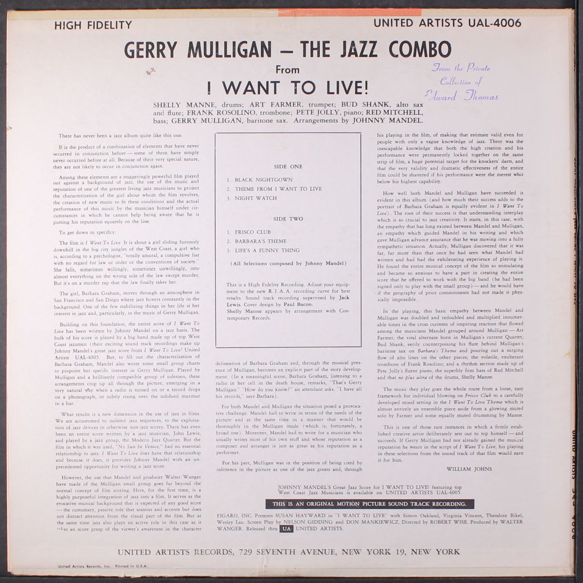 i want to live! soundtrack by GERRY MULLIGAN