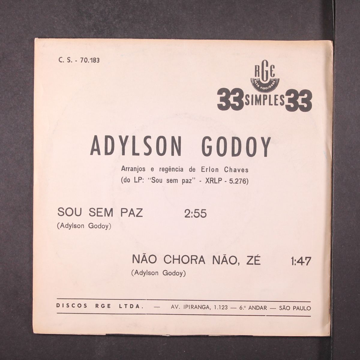 sou sem paz / nao chora nao, ze by ADYLSON GODOY