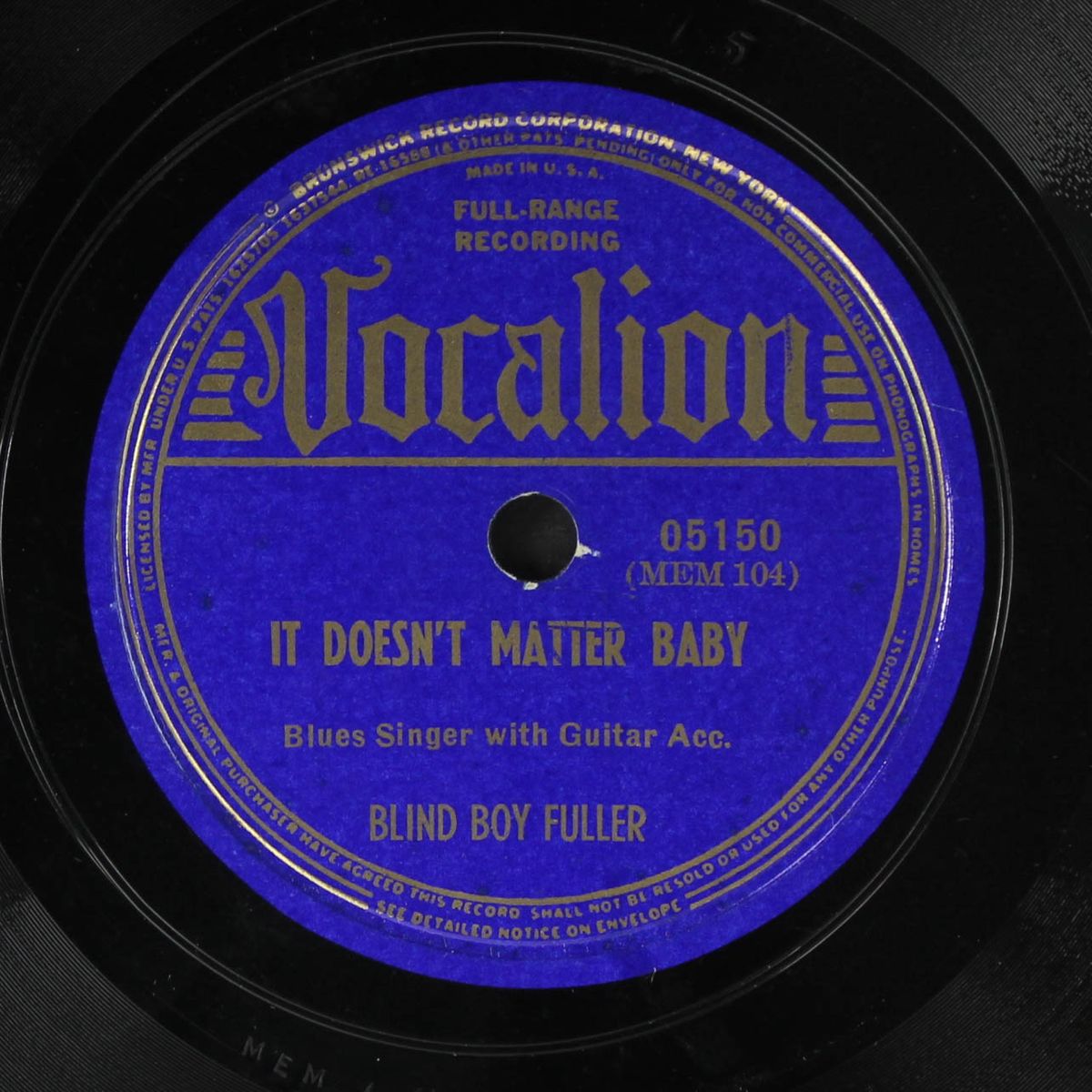 it doesn't matter baby / woman you better wake up by BLIND BOY FULLER