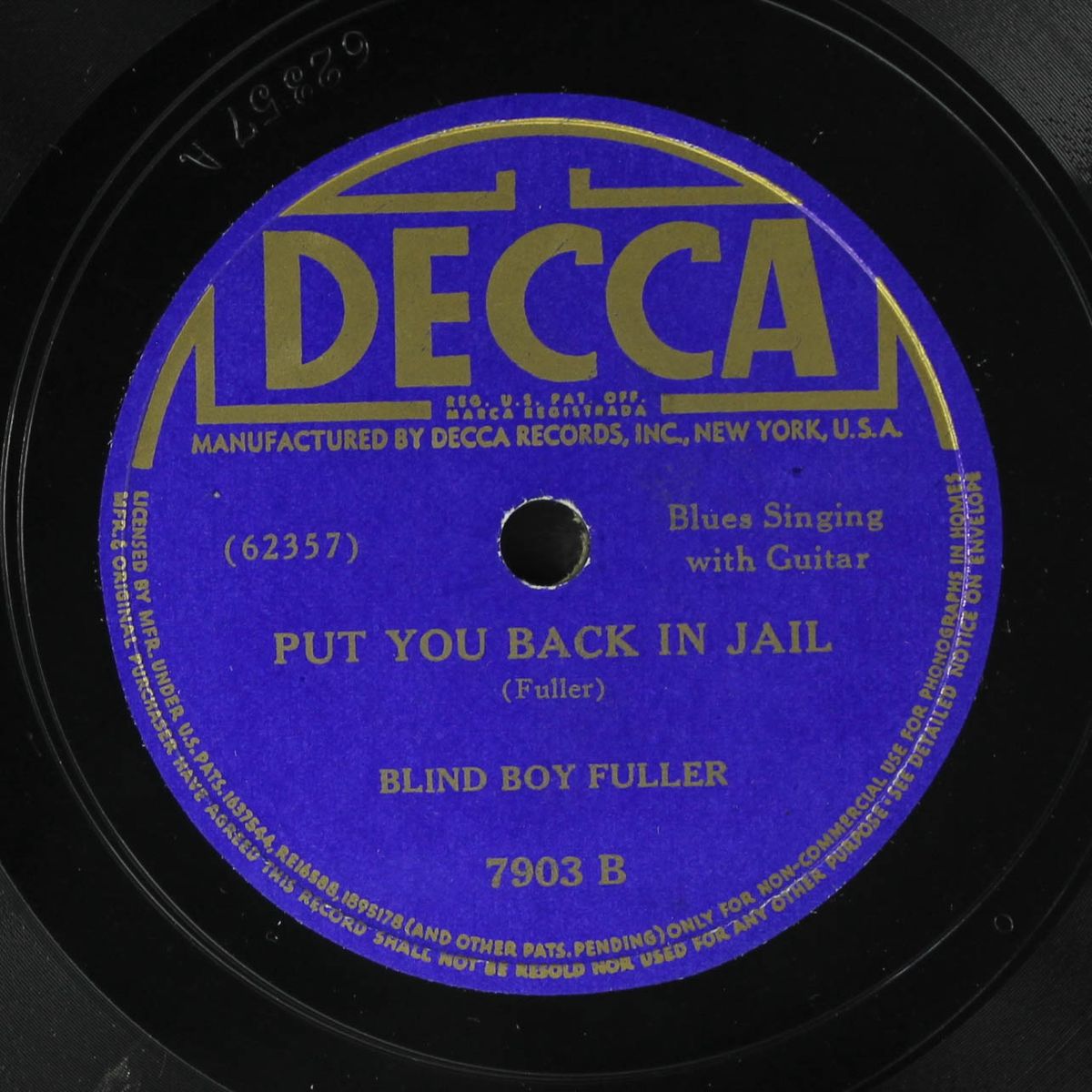 where my woman usta lay / put you back in jail by BLIND BOY FULLER