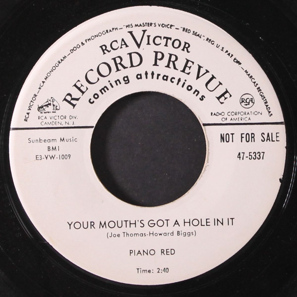 your mouth's got a hole in it / decatur street boogie by PIANO RED