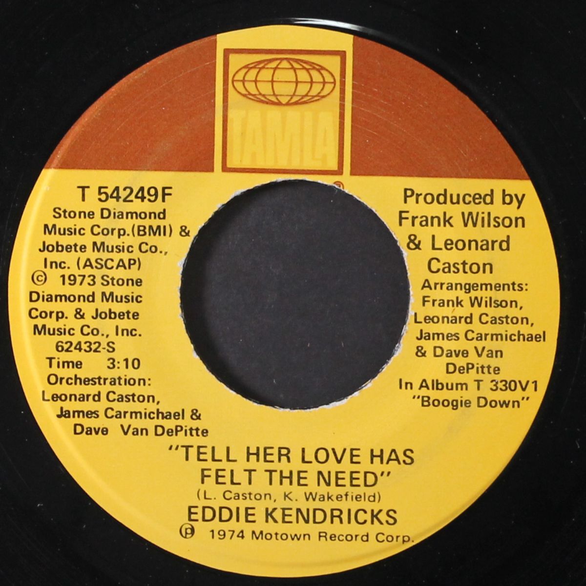 tell her love has felt the need / loving you the second time around by EDDIE KENDRICKS