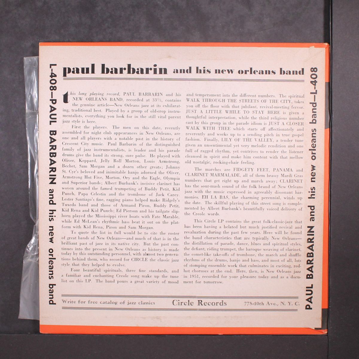 traditional jazz recorded in new orleans by PAUL BARBARIN