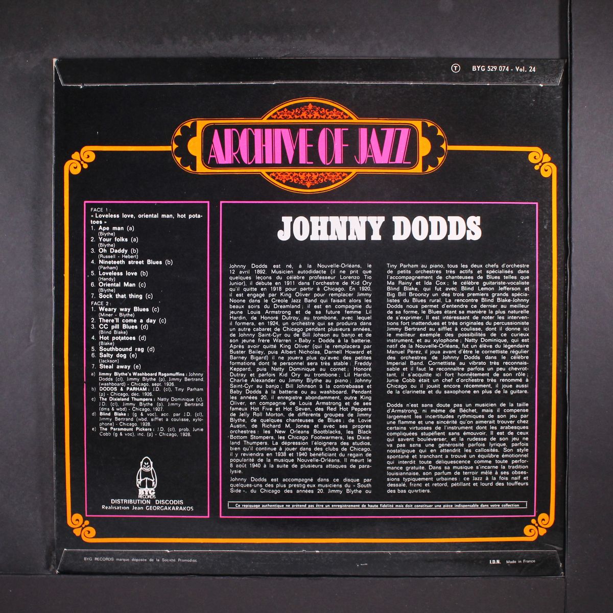 archive of jazz vol. 24 by JOHNNY DODDS
