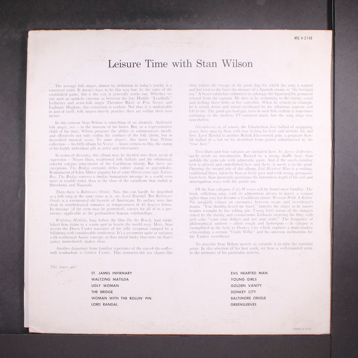 leisure time with by STAN WILSON
