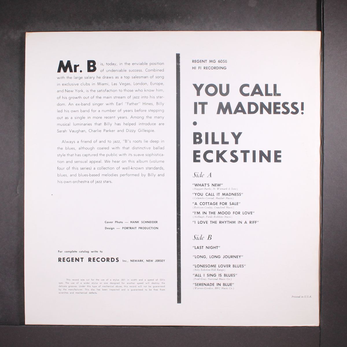 you call it madness! by BILLY ECKSTINE