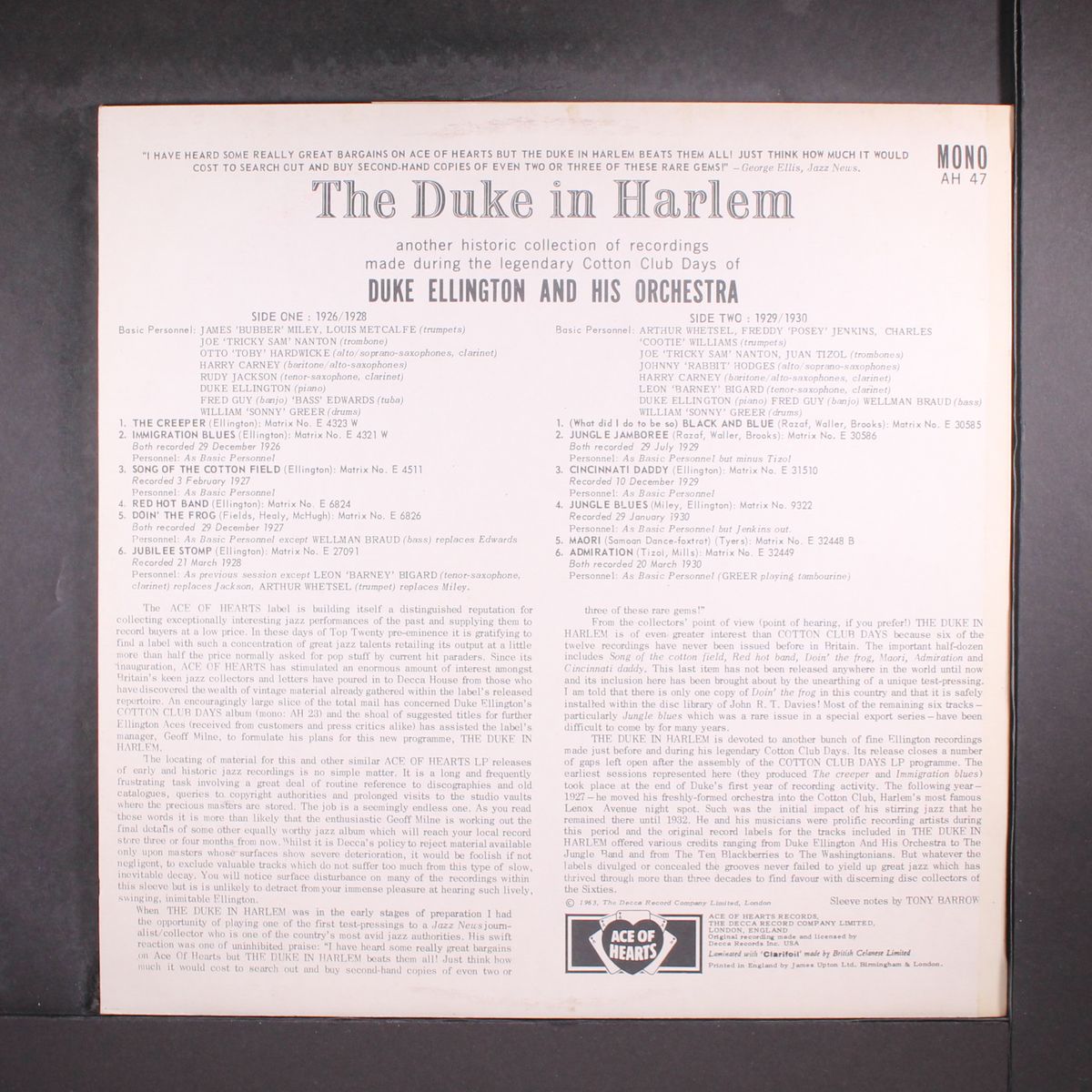 the duke in harlem 1926-30 by DUKE ELLINGTON