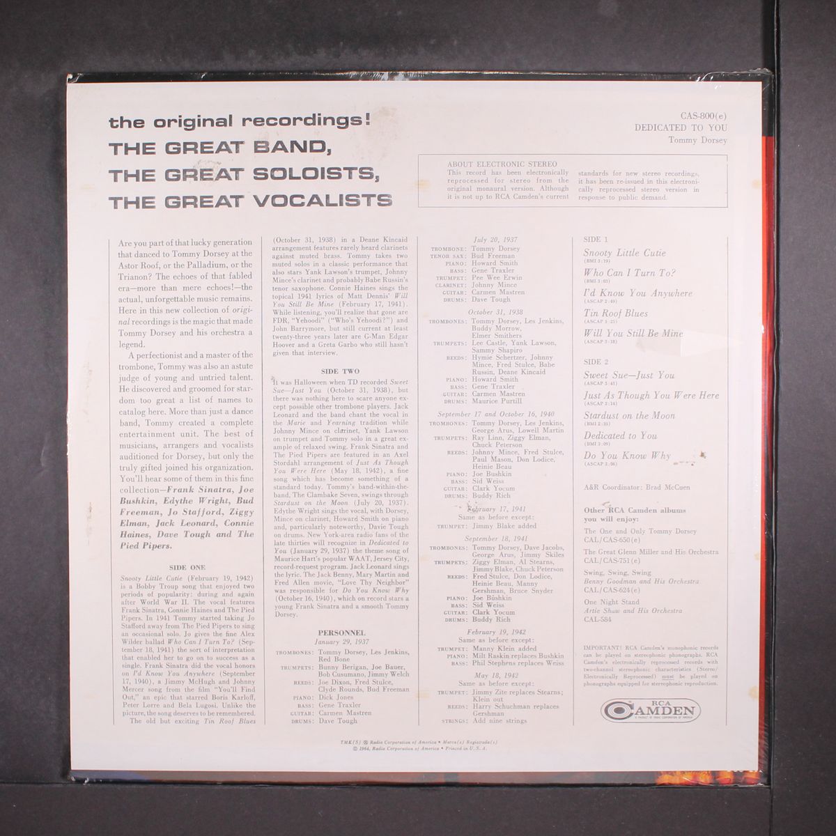dedicated to you by TOMMY DORSEY
