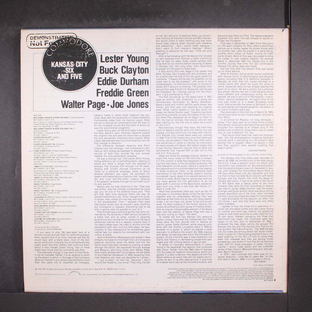 kansas city six and five by LESTER YOUNG