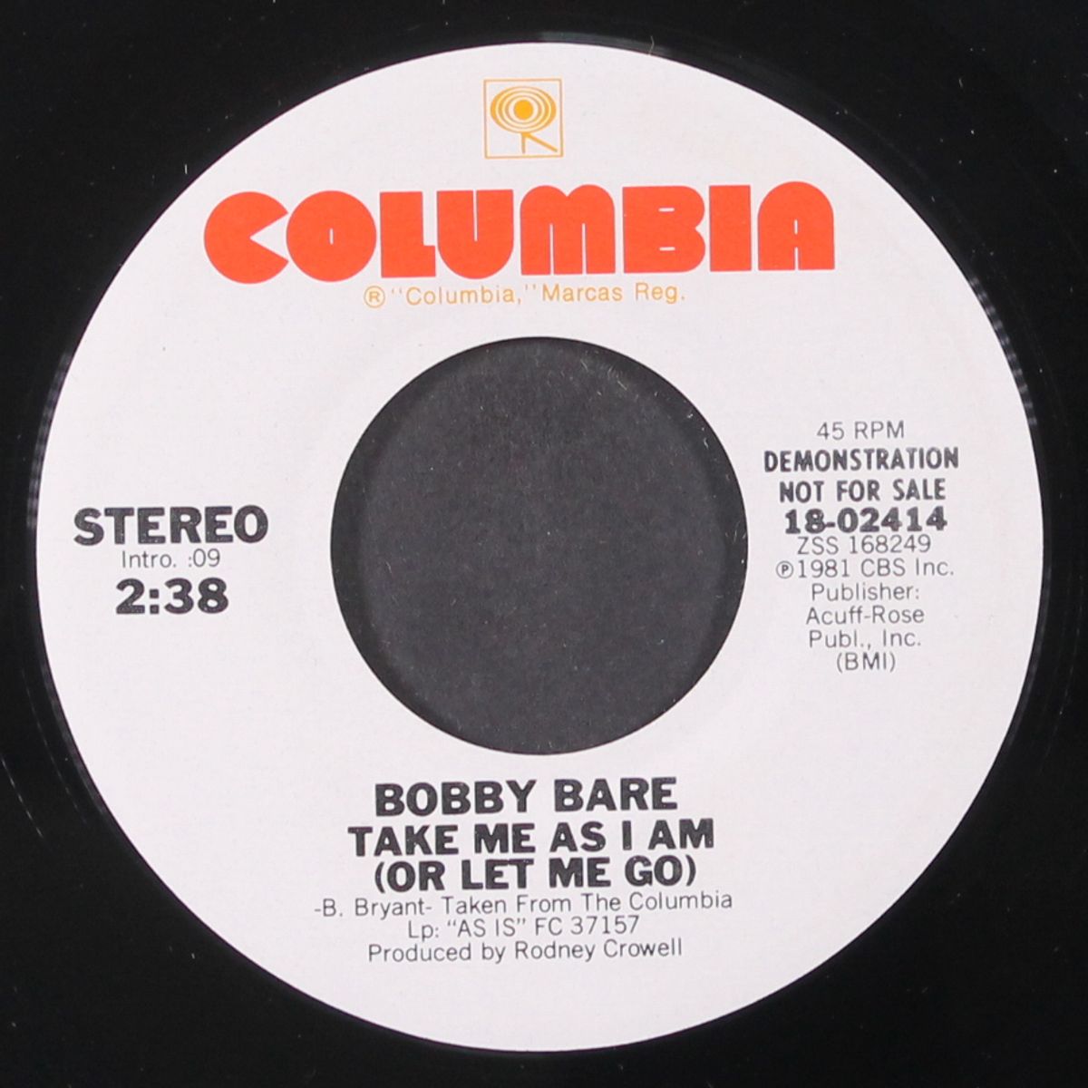 take me as i am by BOBBY BARE