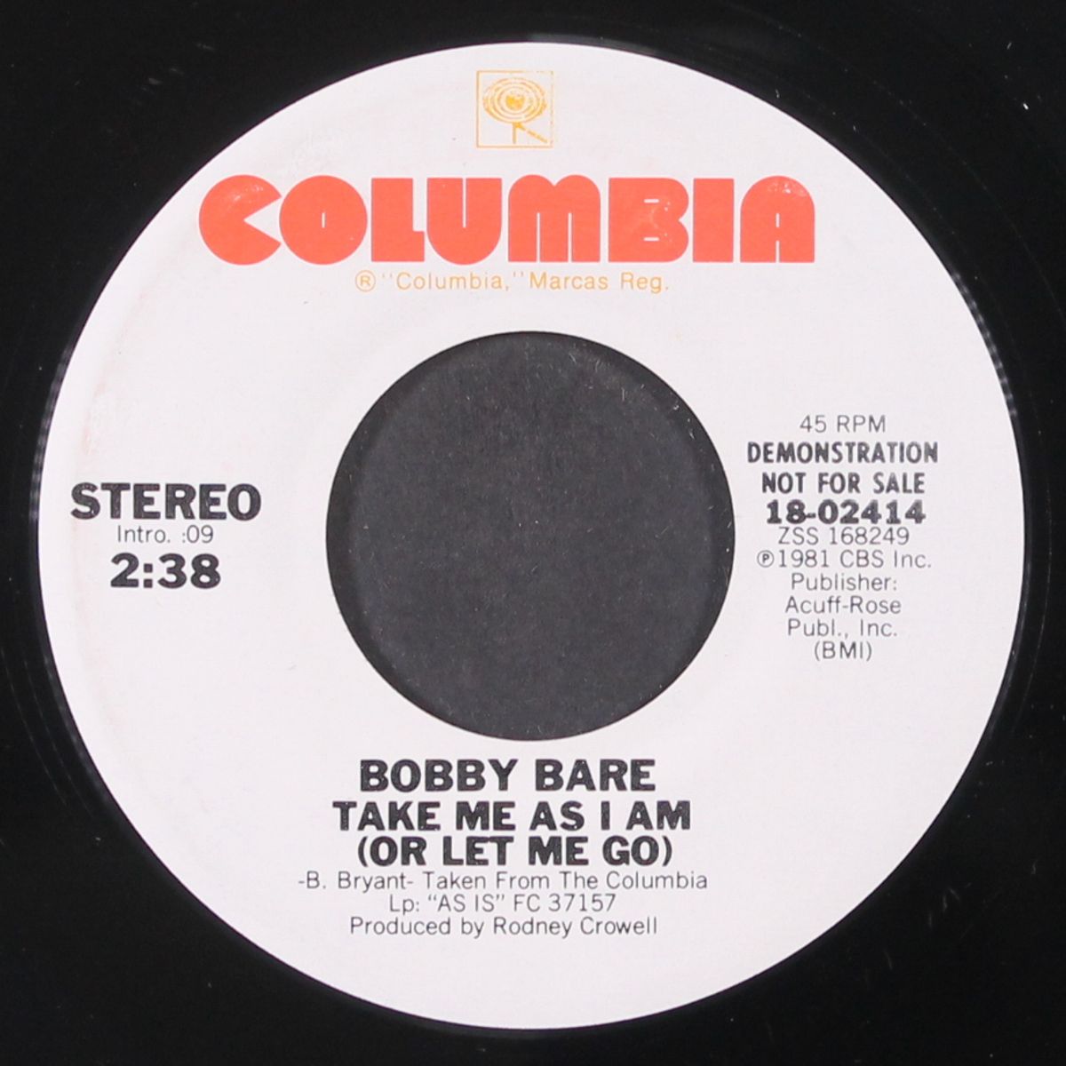 take me as i am by BOBBY BARE