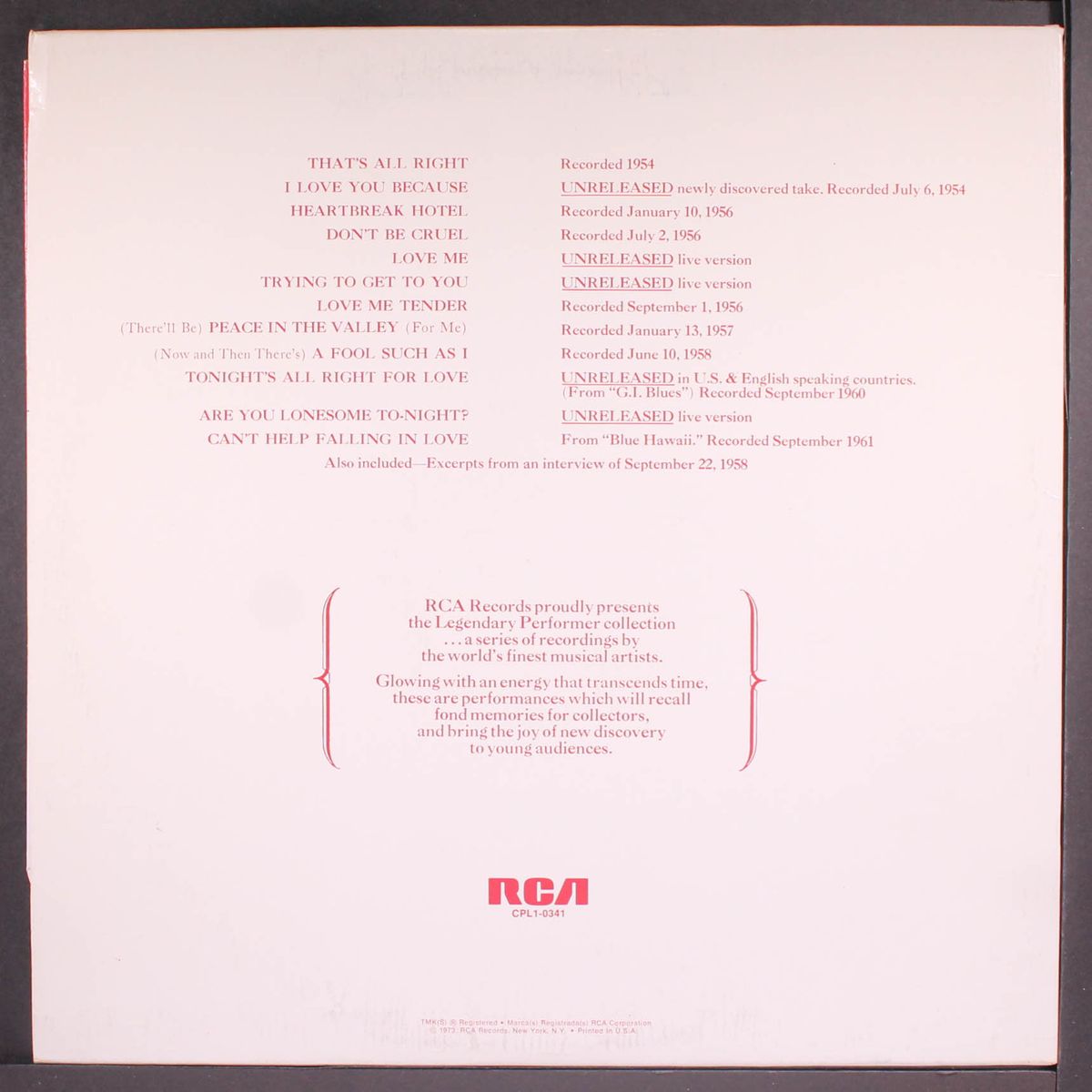 a legendary performer, vol. 1 by ELVIS PRESLEY