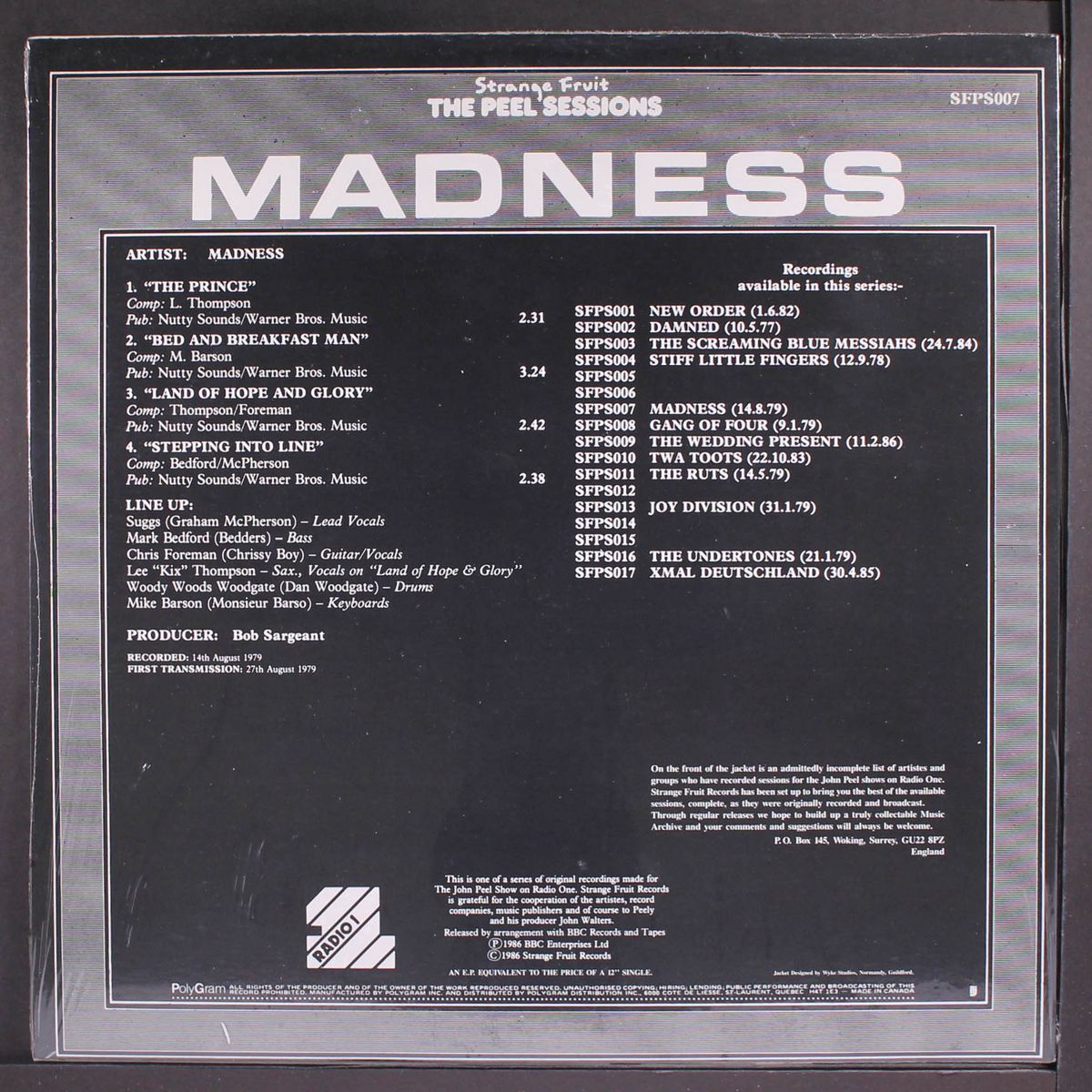 the peel sessions by MADNESS