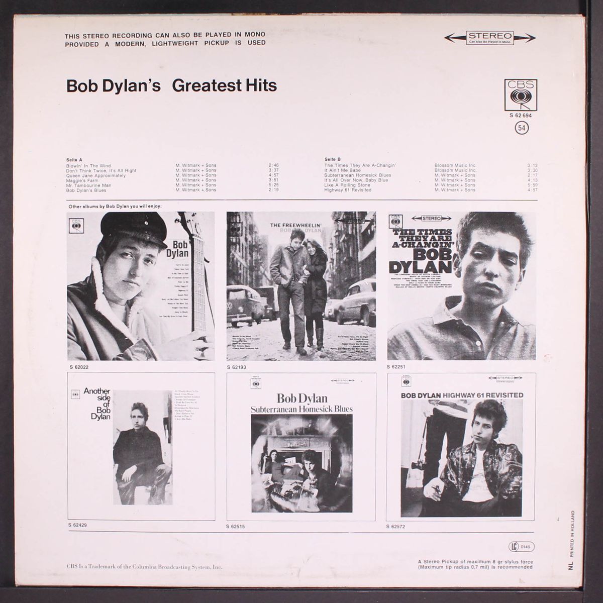 greatest hits by BOB DYLAN