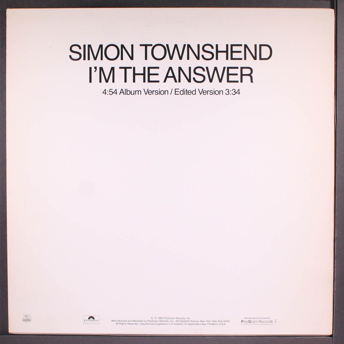 i'm the answer / short by SIMON TOWNSHEND