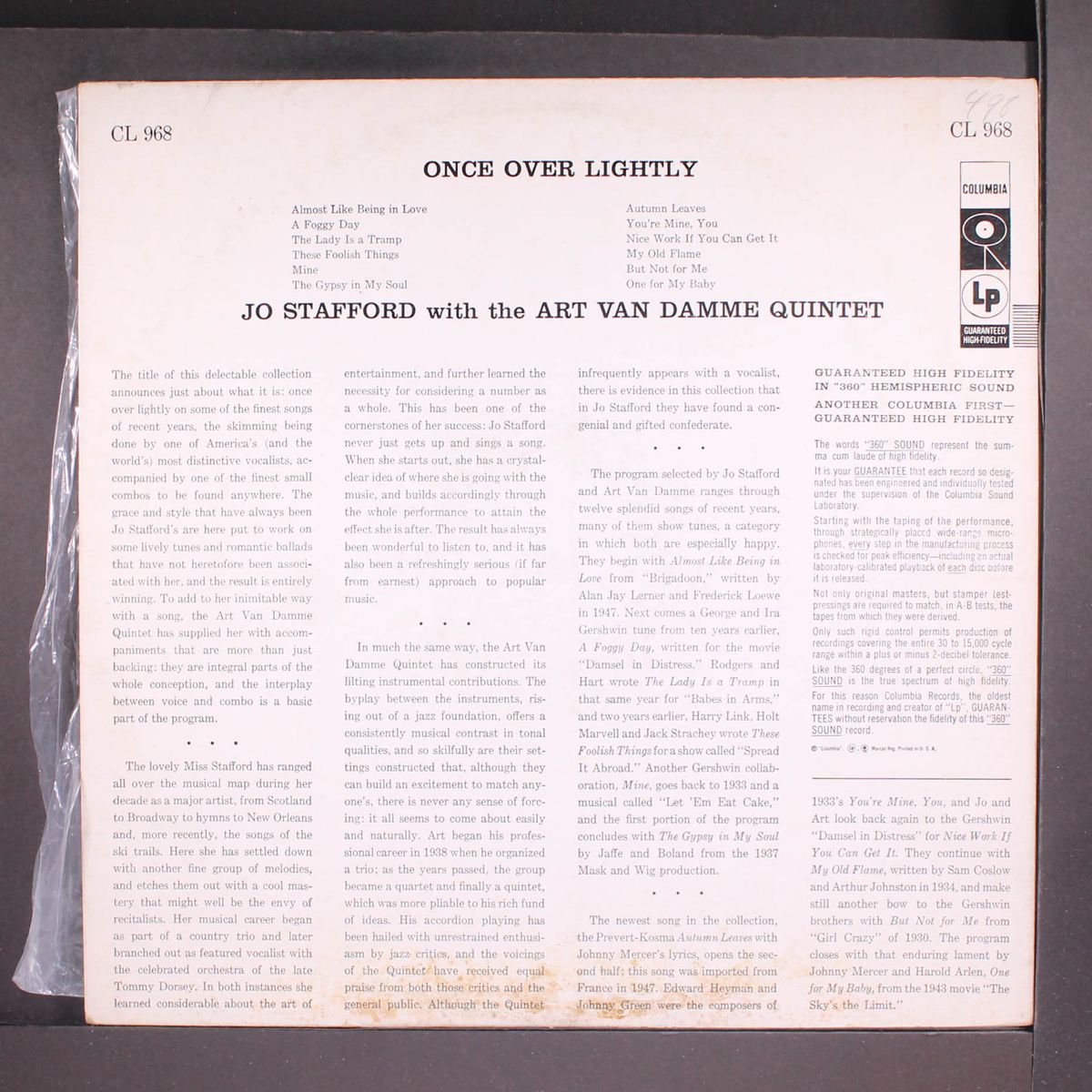 once over lightly by JO STAFFORD & ART VAN DAMME
