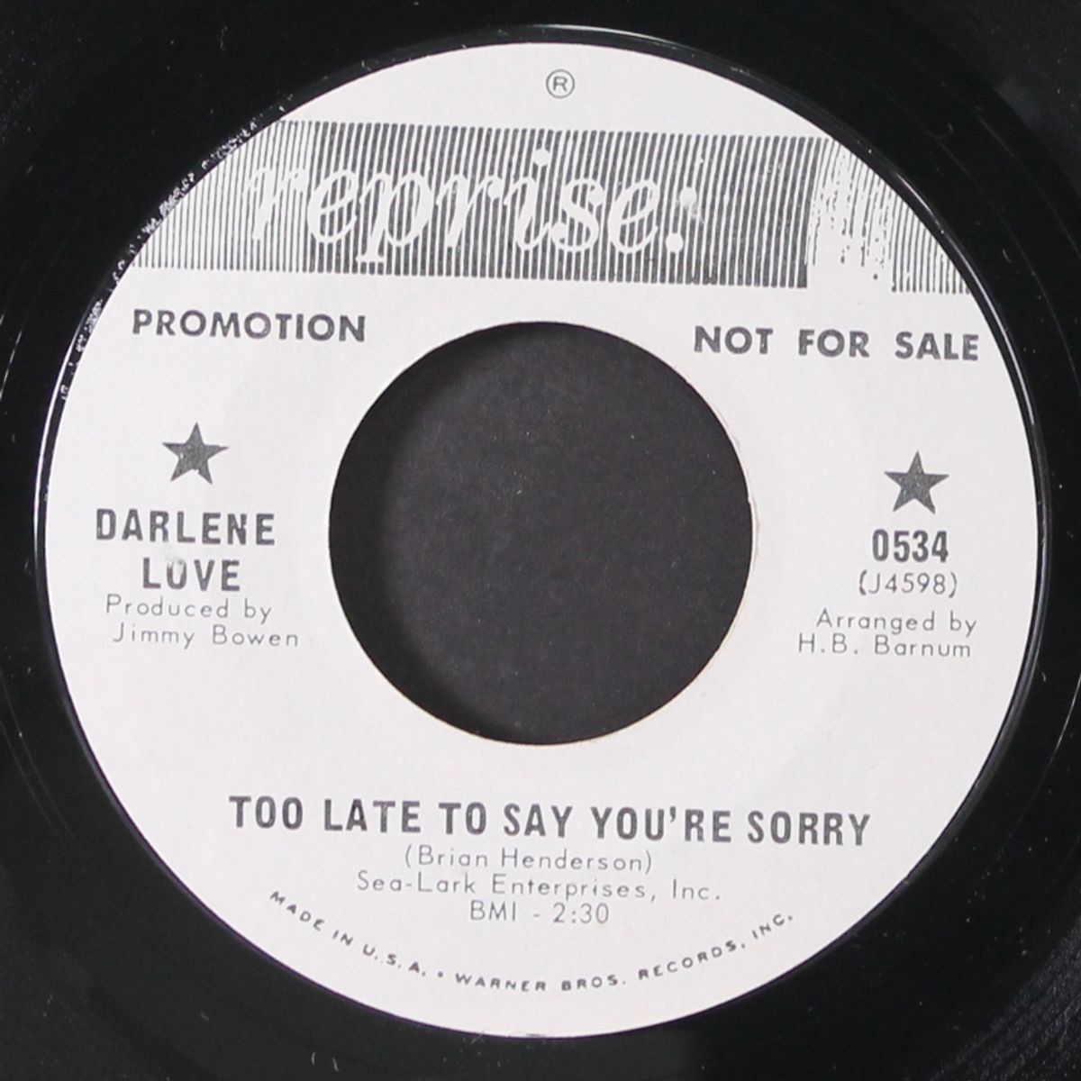 too late to say you're sorry / if by DARLENE LOVE