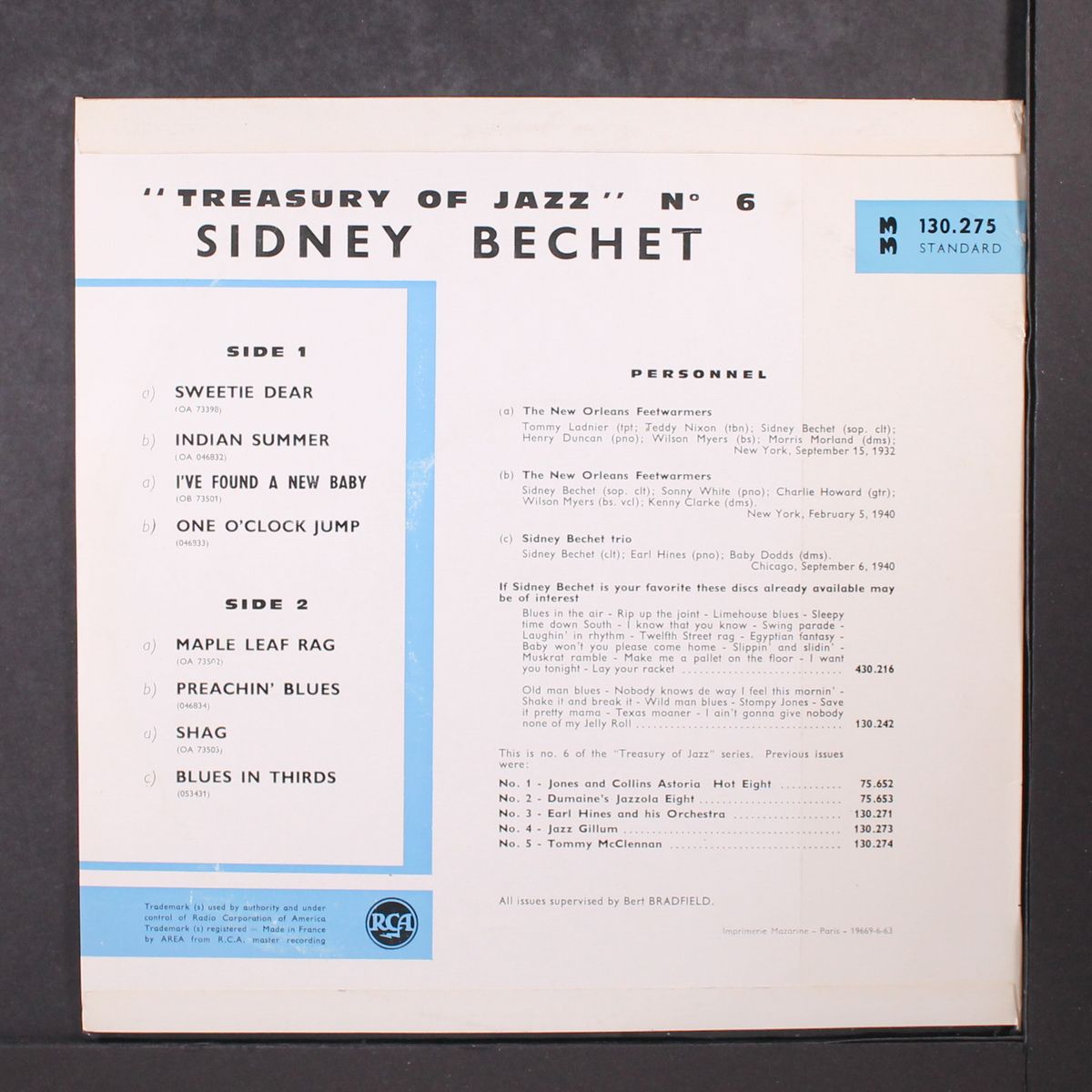 treasury of jazz no. 6 by SIDNEY BECHET