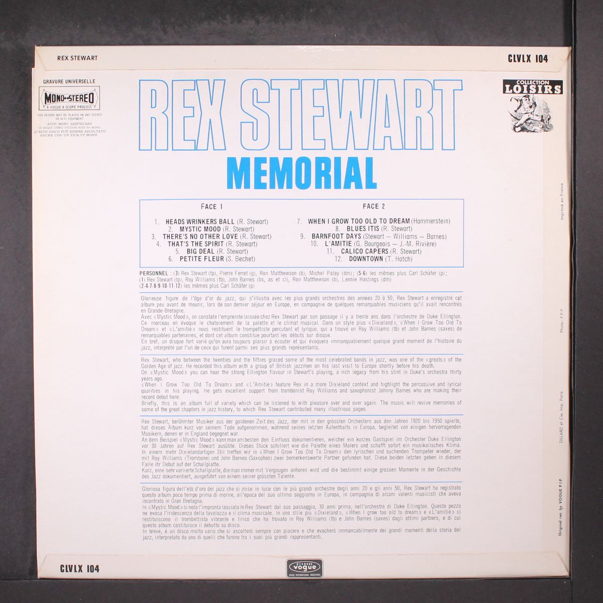 memorial by REX STEWART