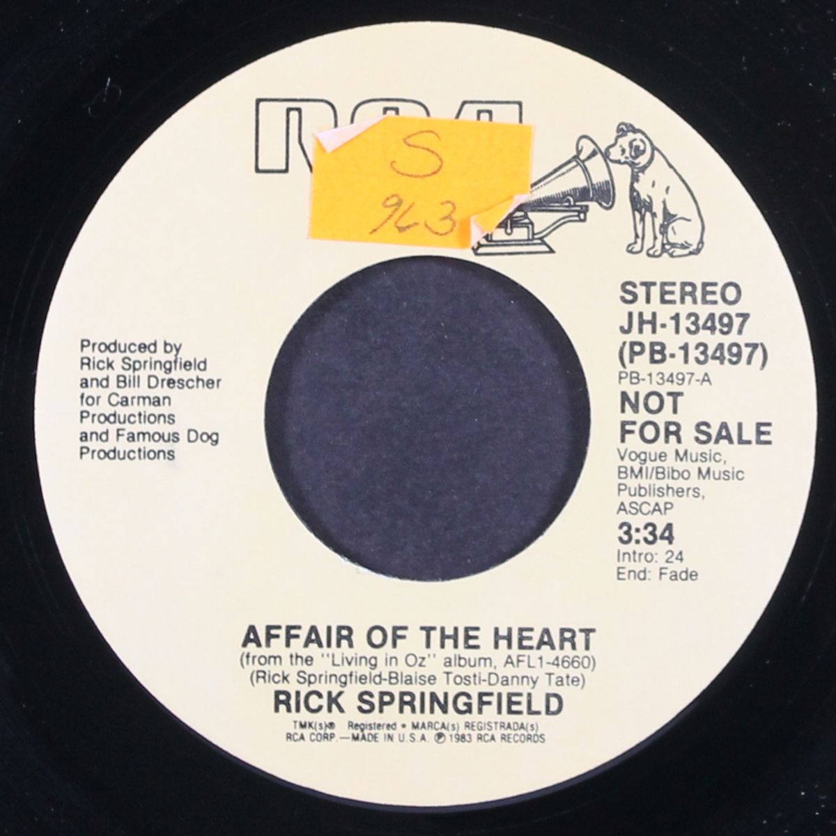 affair of the heart / mono by RICK SPRINGFIELD
