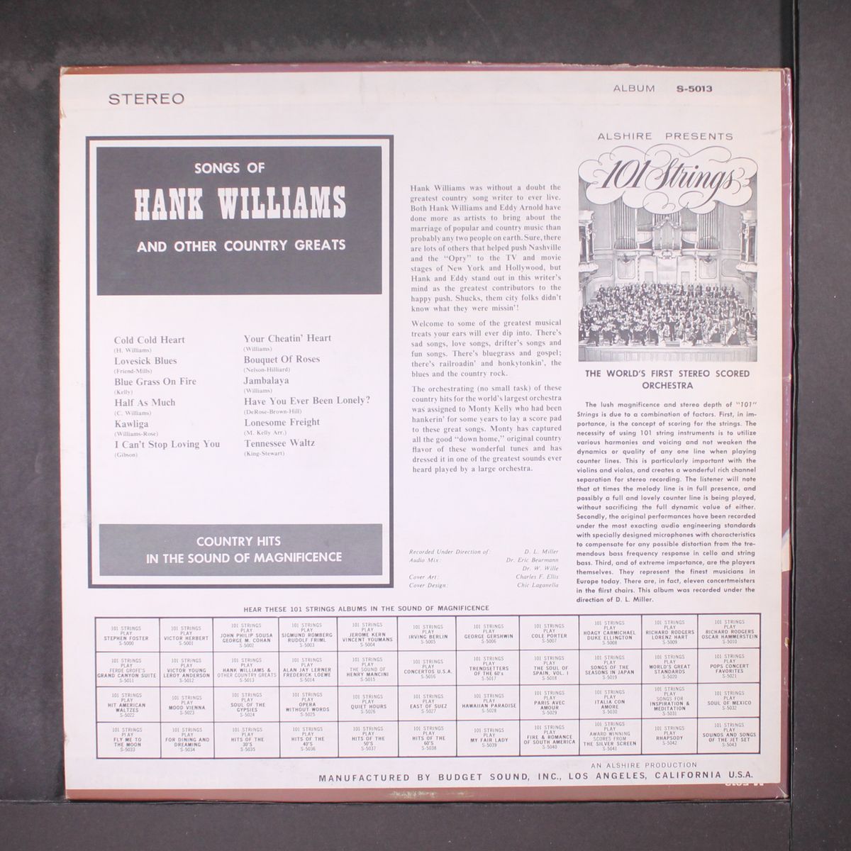 hank williams & other country greats by 101 STRINGS