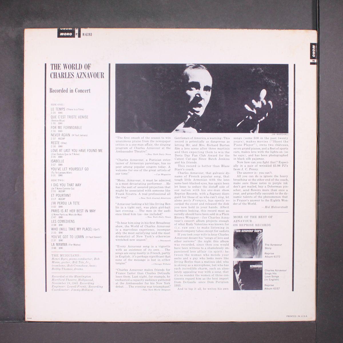 the world of, in concert by CHARLES AZNAVOUR