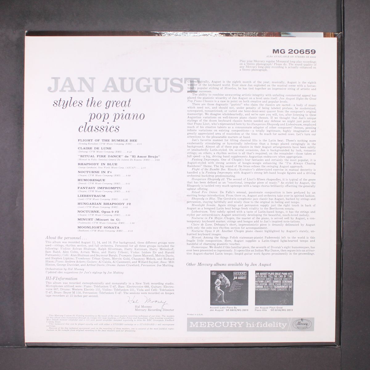 styles the great pop piano classics by JAN AUGUST