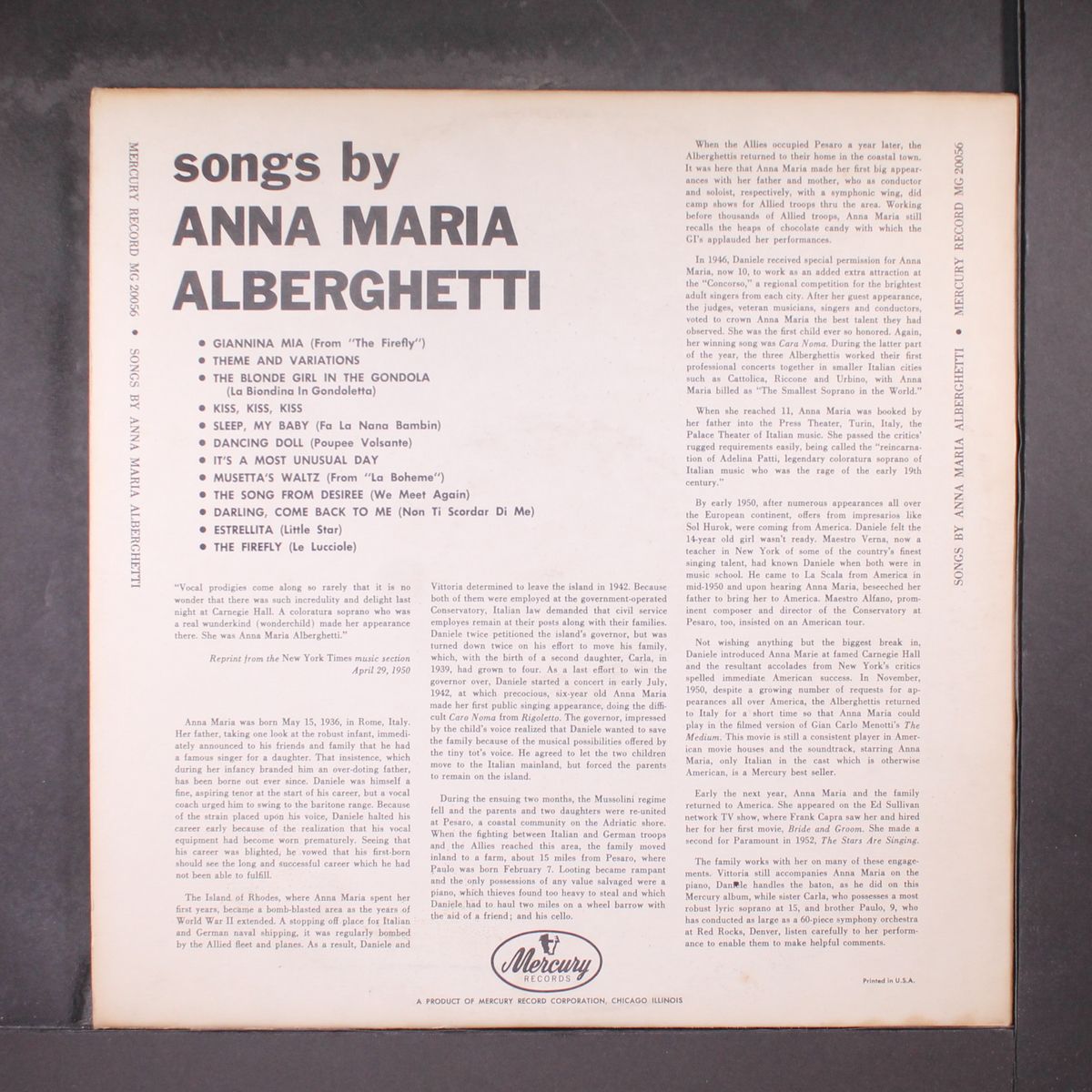 songs by by ANNA MARIA ALBERGHETTI