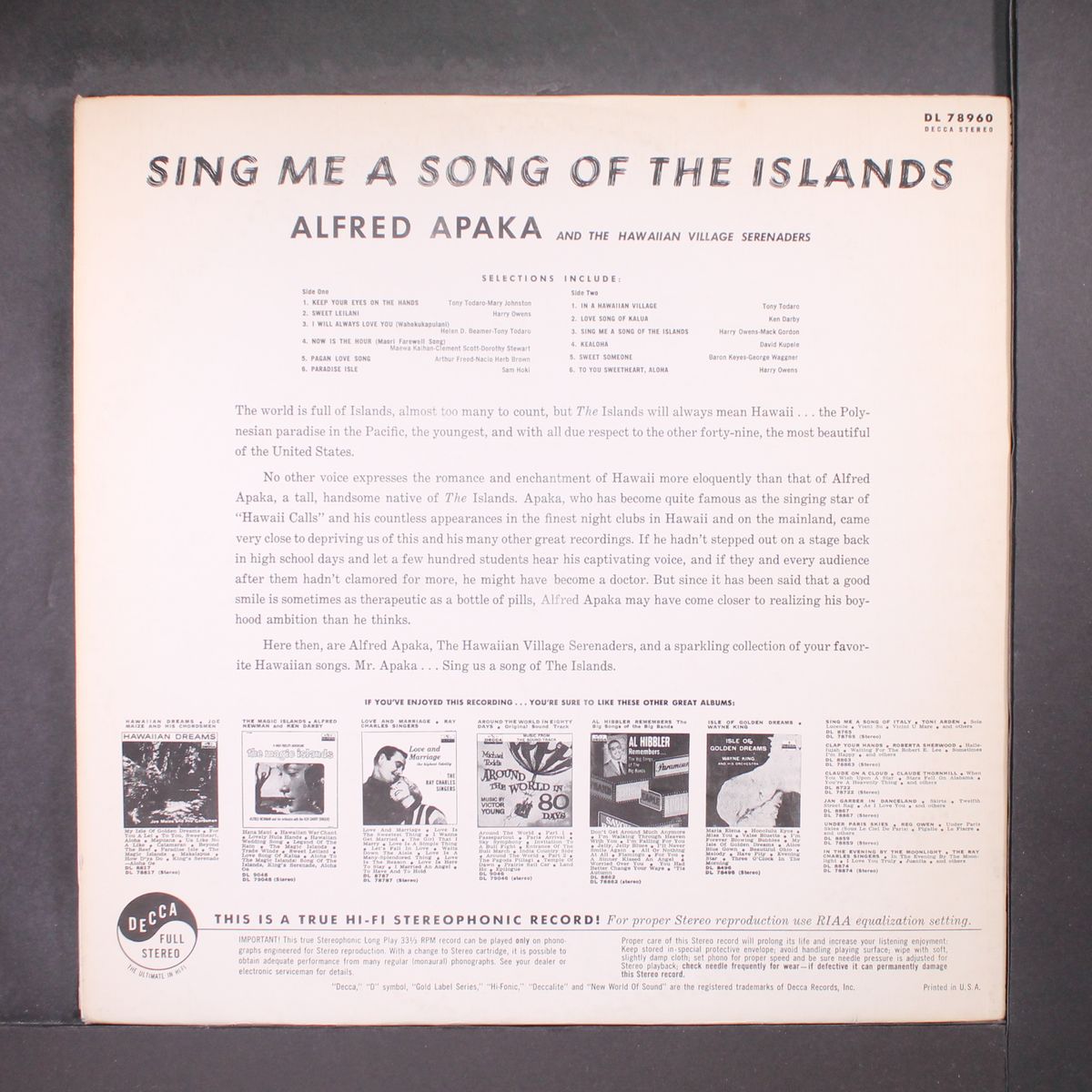 sing me a song of the islands by ALFRED APAKA