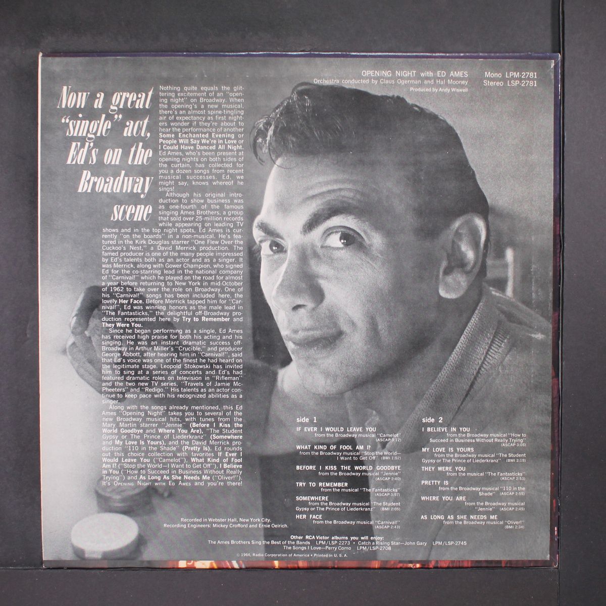opening night with by ED AMES