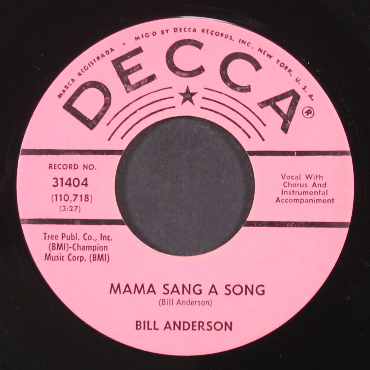mama sang a song by BILL ANDERSON