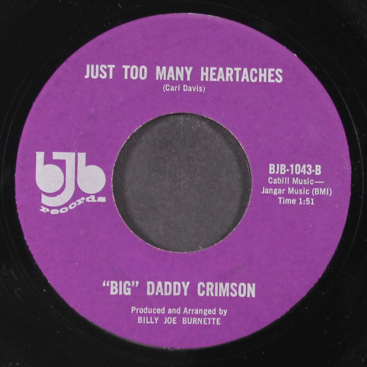 wasted kisses, wasted love / just too many heartaches by "BIG" DADDY CRIMSON