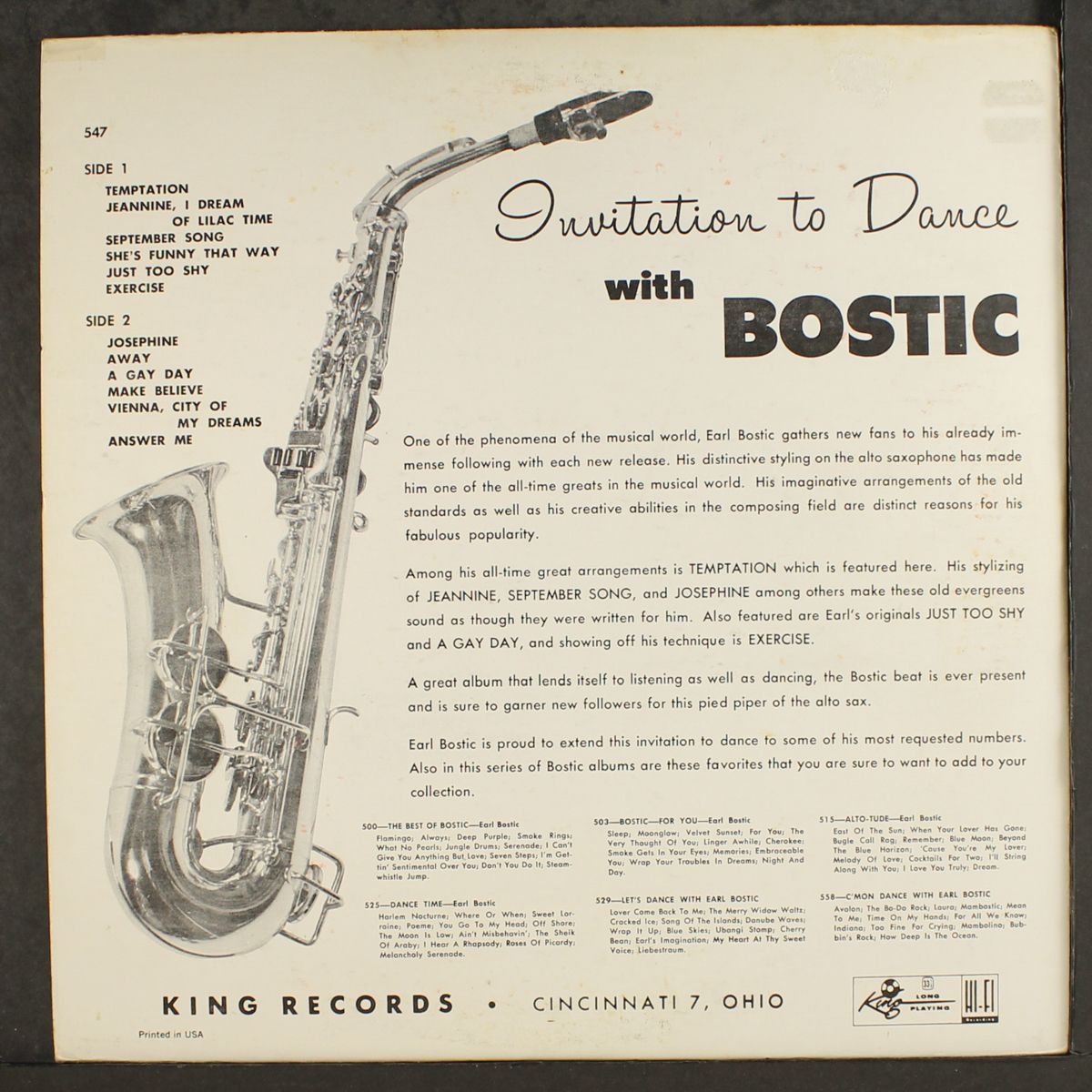invitation to dance by EARL BOSTIC