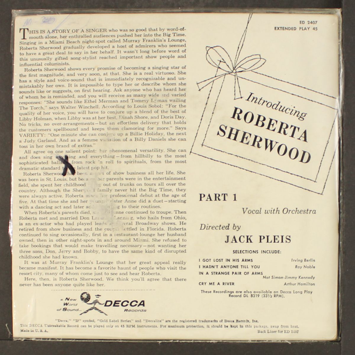 introducing pt. 1 by ROBERTA SHERWOOD