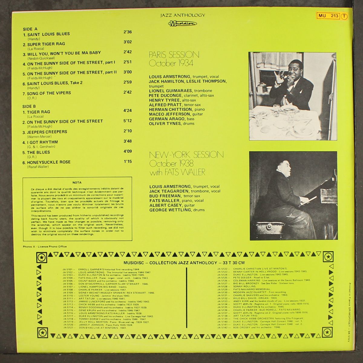 paris 1934 & ny 1938 w/ fats waller by LOUIS ARMSTRONG