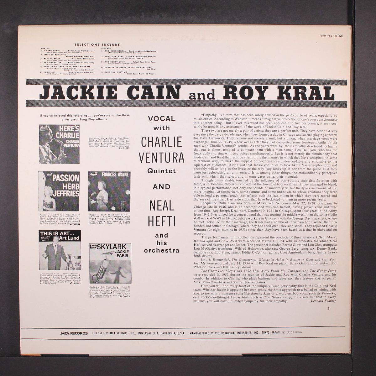 jackie cain & roy kral by JACKIE CAIN & ROY KRAL
